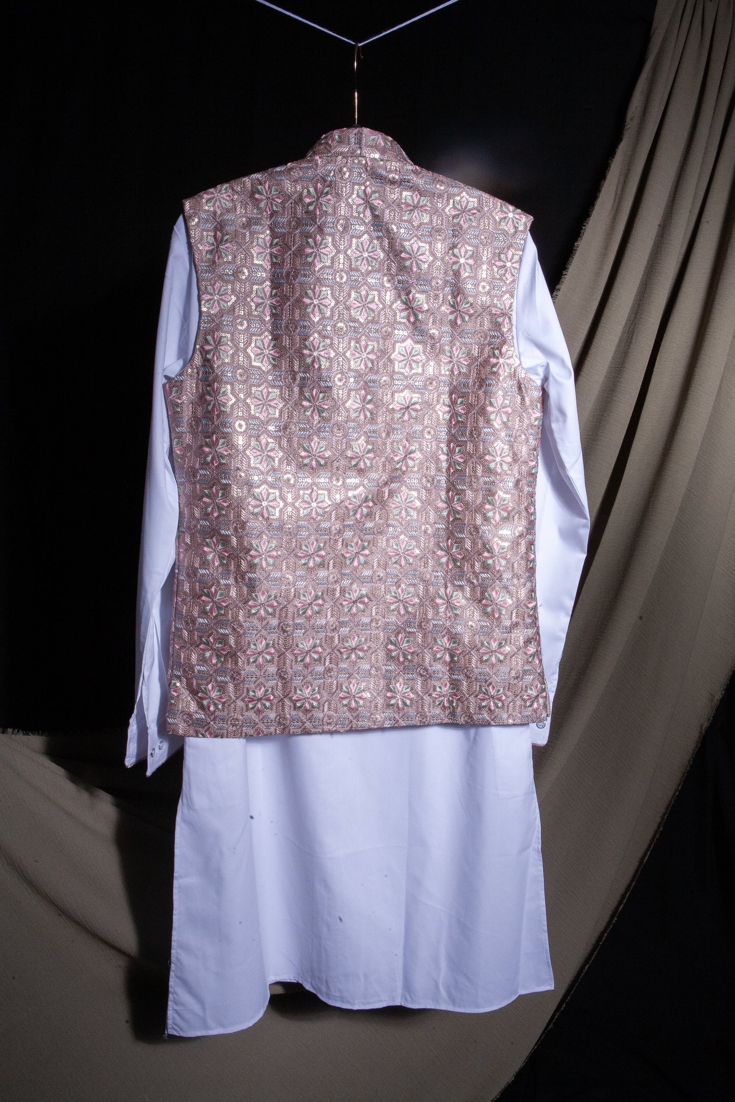 Gulshan Vest & Kurta - Tea Pink