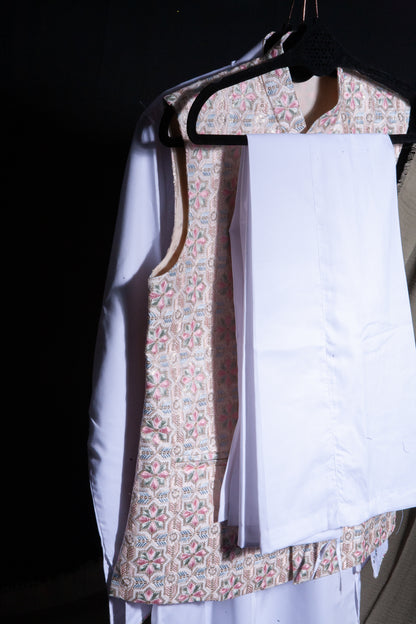 Gulshan Vest & Kurta - Cream