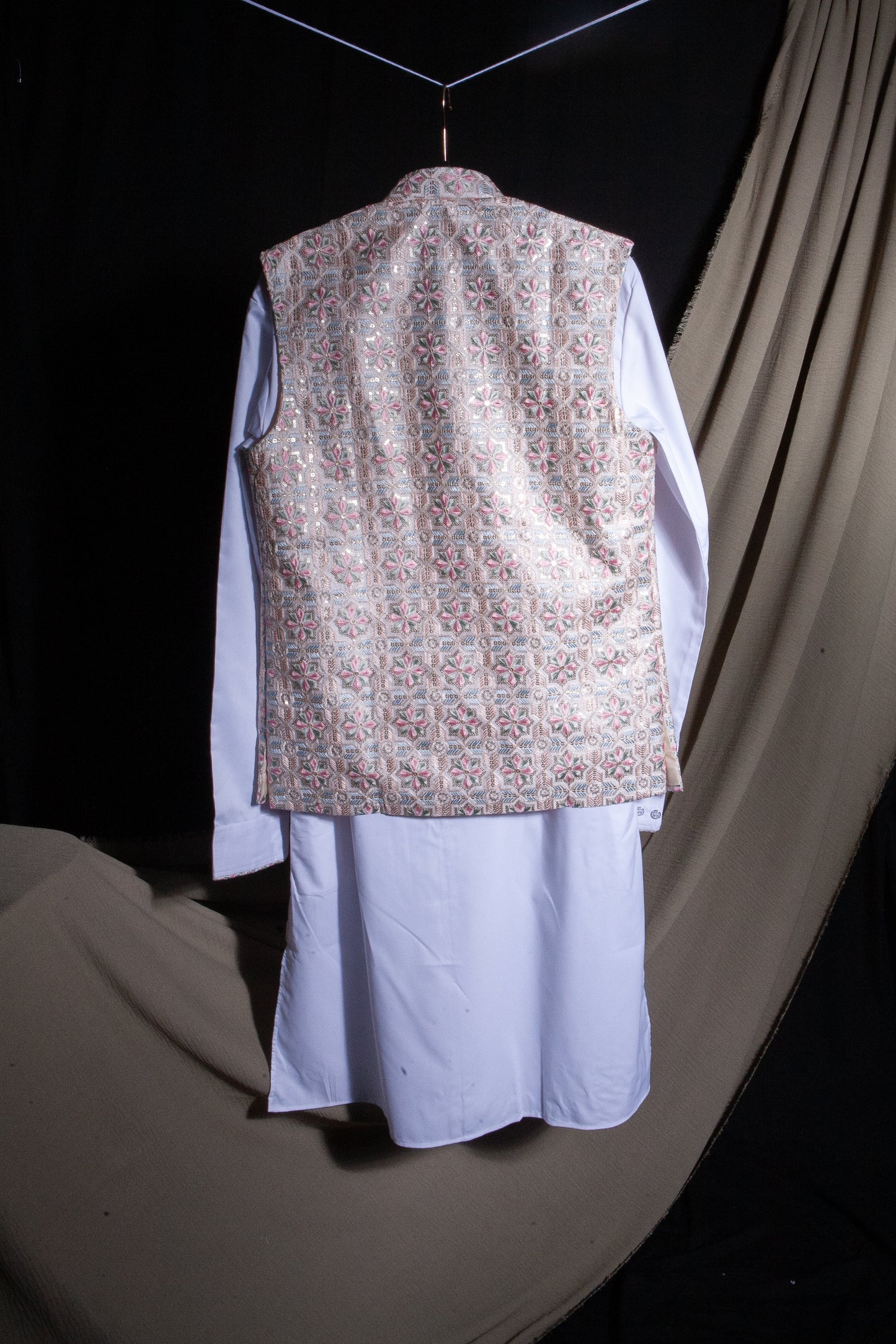 Gulshan Vest & Kurta - Cream