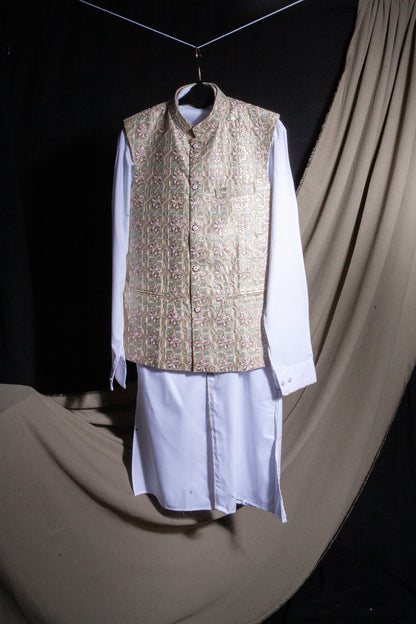 Gulshan Vest & Kurta - Tea Pink